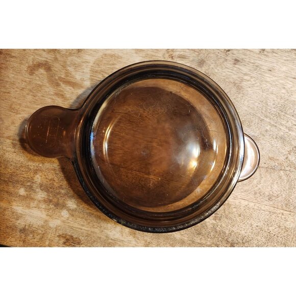 Vintage Pyrex Vision Grab-It and Go V-240 Amber Brown Bowl Lid Set 7 Oz USA - Picture 2 of 6